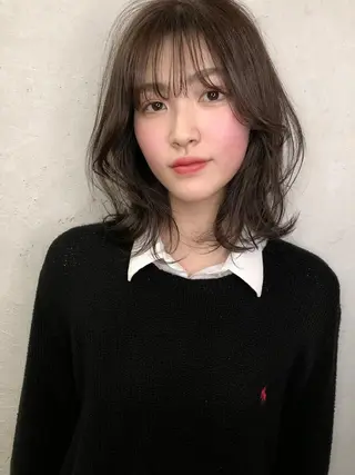 ミディアム カラー 前髪顔周りカット 沼田　拓斗のヘアスタイル