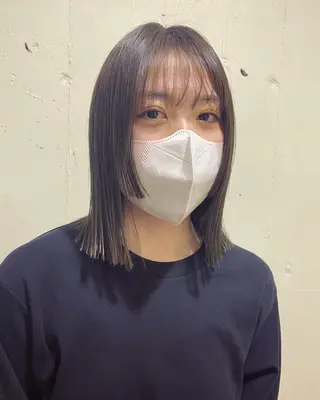 ミディアム カラー パーマ美容師 hanaのヘアスタイル