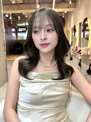 ミディアム カラー レイヤー縮毛矯正 ささきすずね💗のヘアスタイル