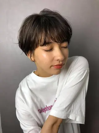 ショート ボブ♡柔らかいカラー 實松栞理のヘアスタイル