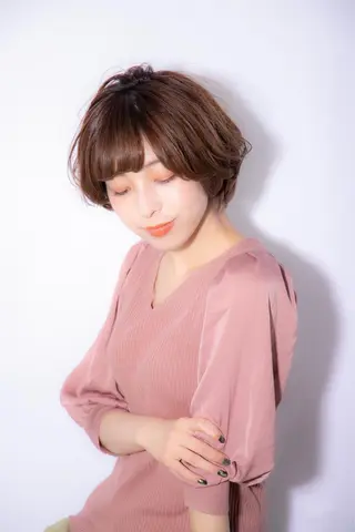 ショート カラー パーマ 前髪/ハイライト得意 安西駿一　【銀座】のヘアスタイル