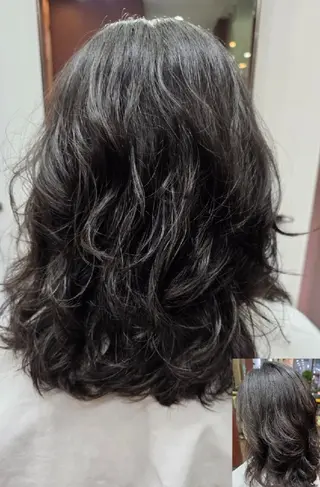パーマ セミロング 三河島駅 韓国美容室のヘアスタイル