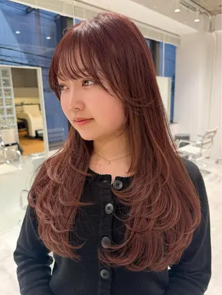 ロング カラー ヘアアレンジ 似合わせレイヤー ＆透明感カラーのヘアスタイル