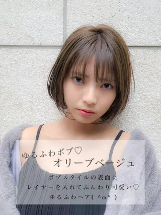 ショート カラー 顔周りレイヤー/ボブ 銀座✨中野まさひろのヘアスタイル