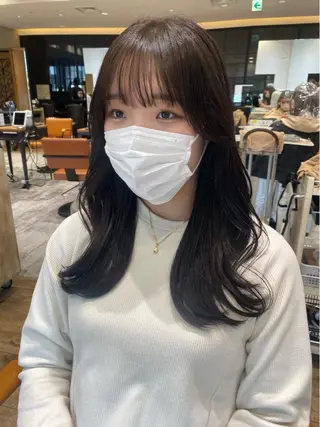 セミロング カラー 顔周り/くびれヘア 韓国ヘア💕風間るなのヘアスタイル