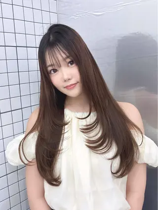 ロング 縮毛矯正/エクステ レイヤーカット/達也のヘアスタイル