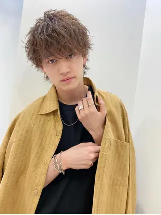 カラー パーマ メンズ 大人っぽ♡上品な暖色 ♡ブリーチなし♡のヘアスタイル