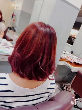 ミディアム カラー ブリーチカラー🌈 嘉名 真樹のヘアスタイル