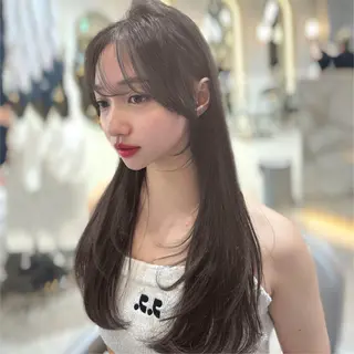 セミロング カラー 新宿/韓国風レイヤー 髪質改善/渋谷直樹のヘアスタイル