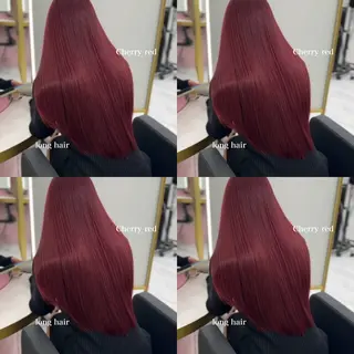 ロング カラー ブリーチなしピンク 赤井龍斗のヘアスタイル