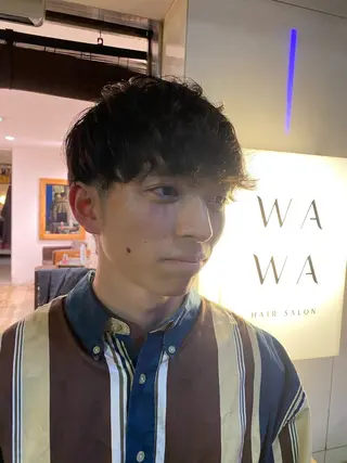 ショート メンズ 艶カラー、パーマ 祥一朗 WAWAのヘアスタイル