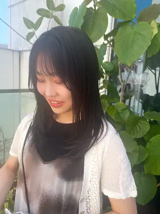 セミロング カラー パーマ ヘアアレンジ 押切 響　のヘアスタイル