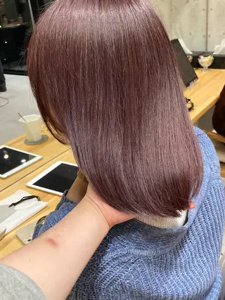 ミディアム ✨色持ちの良い艶 カラー✨蟹江真世のヘアスタイル