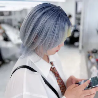 ミディアム カラー パーマ ヘアアレンジ メンズ キッズ ネイル マツエク・マツパ アイブロウ ウルフ&レイヤー特化 まとまる美髪矯正のヘアスタイル