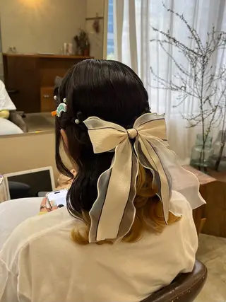 ミディアム ヘアアレンジ 🌼花屋併設🌼 木下奈々望のヘアスタイル