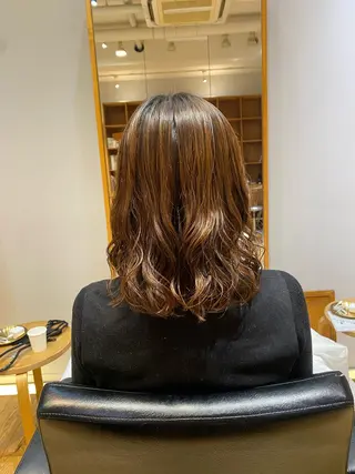 ミディアム 大人可愛い♡コテ巻き パーマ🌼杉田 萌恵のヘアスタイル