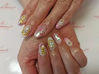 ネイル ネイルリボン 受付スタッフのネイルデザイン