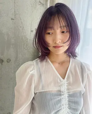 ミディアム カラー ヘアアレンジ lani ブリーチ /ダブルカラーのヘアスタイル