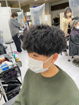 セミロング パーマ ヘアアレンジ メンズ メンズ特化 水口湧太のヘアスタイル