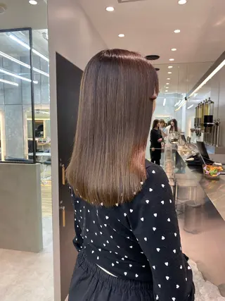 セミロング カラー レイヤーボブ縮毛矯正 韓国RINAのヘアスタイル