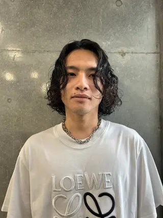 ミディアム パーマ メンズ カズキ🌼曲がる 縮毛矯正のヘアスタイル