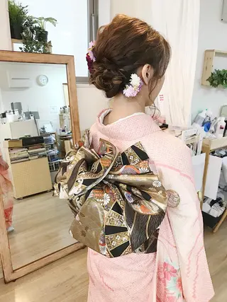 セミロング ヘアアレンジ 早朝✨ヘアセット 着付け/清水玲歌のヘアスタイル