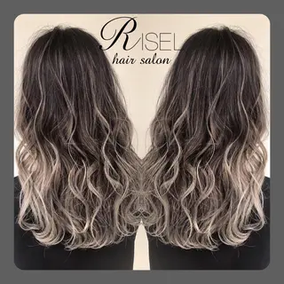 セミロング カラー 白髪ぼかしハイライト 🥇店長JUKIYAのヘアスタイル