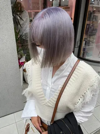 ミディアム カラー メンズモテパーマ💙 fuwaのヘアスタイル