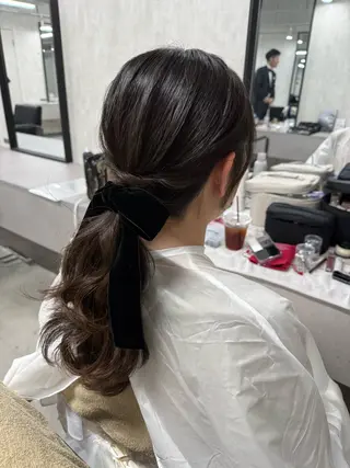 セミロング ヘアアレンジ 立川 奈那子のヘアスタイル