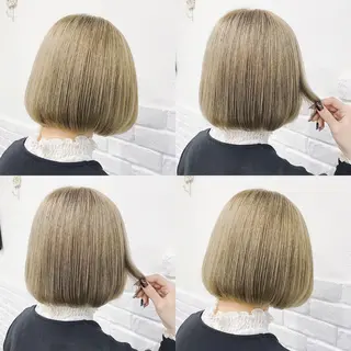 ミディアム カラー ヘアアレンジ TAKUMAブリーチ /切りっぱなし🪽のヘアスタイル