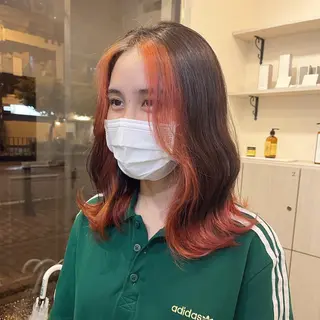 セミロング カラー 渡邊 唯のヘアスタイル