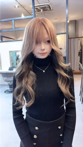 セミロング andKおもろまち店 艶ダブルカラー✨のヘアスタイル