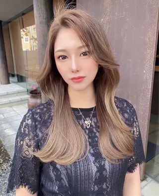 ロング カラー ❤️ブリーチなし💚 ダブルカラー平野実花のヘアスタイル