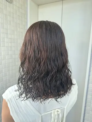 セミロング パーマ 縮毛矯正/エクステ /艶カラー/ヘアメのヘアスタイル
