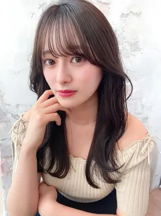 セミロング カラー 顔周り/くびれヘア 韓国ヘア💕風間るなのヘアスタイル