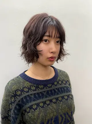 ミディアム パーマ 似合わせレイヤー/ パーマヘア/高倉のヘアスタイル