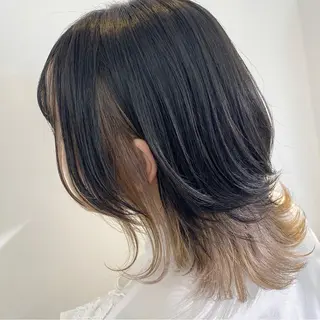 ミディアム カラー 渡邊 唯のヘアスタイル