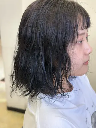 ミディアム パーマ ✨透明感カラー✨ 縮毛矯正🌟石川菜摘のヘアスタイル