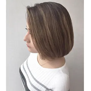 ミディアム カラー ヘアアレンジ 透明感♡︎♡︎ 佐々木早苗のヘアスタイル