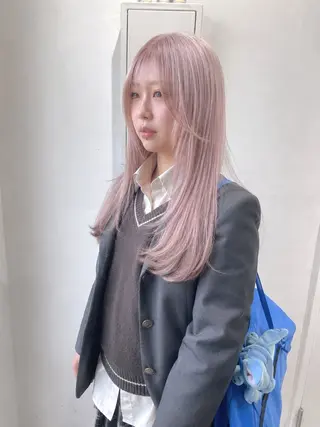 セミロング カラー Muミュー/ブリーチ ハイトーン　Wカラーのヘアスタイル