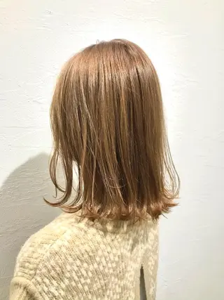 セミロング カラー ニュアンスパーマ/ レイヤー/茶屋町のヘアスタイル