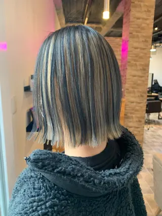 ミディアム カラー ヘアカラー&縮毛矯正 STAR☆RIVERのヘアスタイル