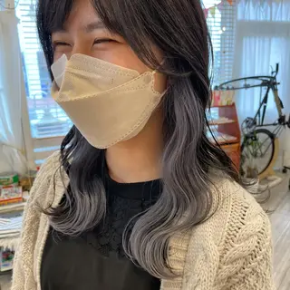 ミディアム カラー インナーカラー 推し ブリーチ  髪質改善のヘアスタイル