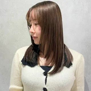 セミロング カラー yumemiレイヤー ‎✴︎ 透明感カラーのヘアスタイル