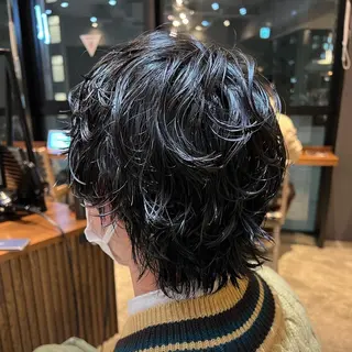ミディアム パーマ メンズ 波巻きスパイラルパー マ/シャドウパーマ駿のヘアスタイル