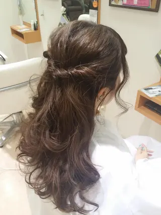ロング カラー ヘアアレンジ きむえり/髪質改善 /うねり広がり改善のヘアスタイル