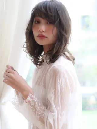 ミディアム カラー パーマ ヘアアレンジ 髪質改善/韓国風 レイヤー/田村祐樹のヘアスタイル
