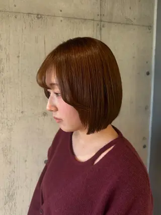 ミディアム パーマ ヘアアレンジ ボブ×艶カラー 特化・リクト💥のヘアスタイル