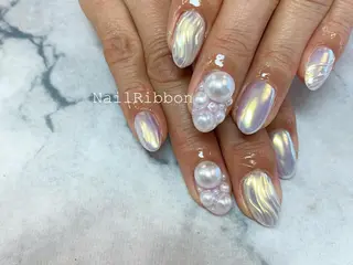 ネイル ネイルリボン 受付スタッフのネイルデザイン
