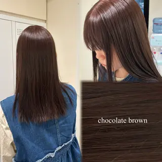 セミロング カラー 垢抜け小顔レイヤー オリーブ/スミレのヘアスタイル
